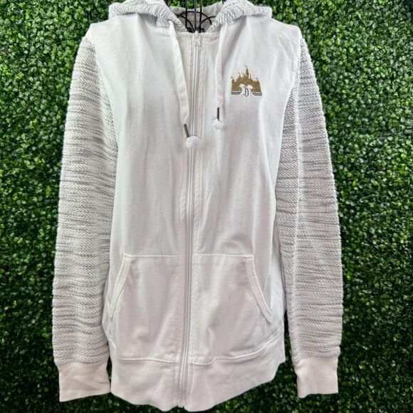 Disneyland Jacket Womens M White Gold Cinderella Castle Zip‎ Mickey Disney World - Picture 3 of 14
